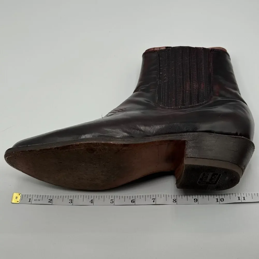Botines Zebra Mens 9 Burgundy Oxblood Leather Western Chelsea Boots Mexico 28